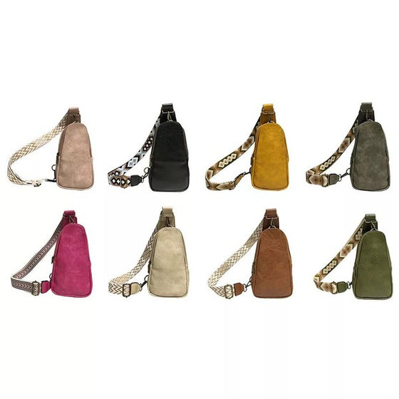 New vegan leather chest bag with boho belt 1008