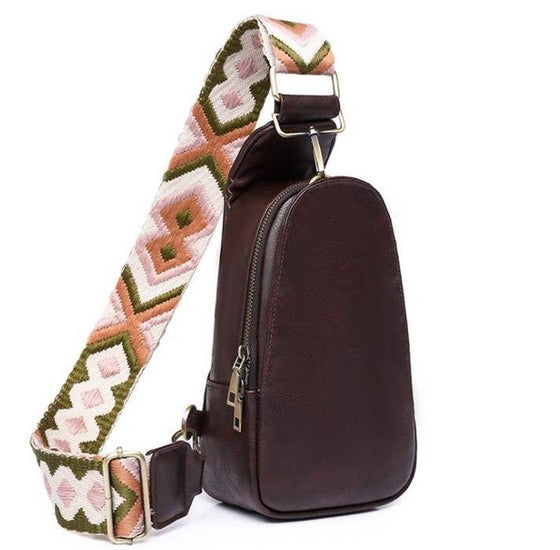 New vegan leather chest bag with boho belt 1008