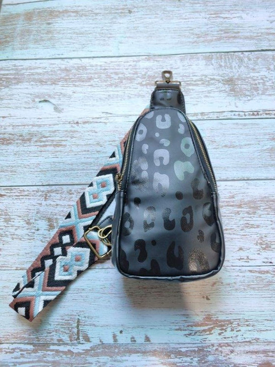 New vegan leather chest bag with boho belt 1008