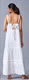 White schiffli maxi dress style 405