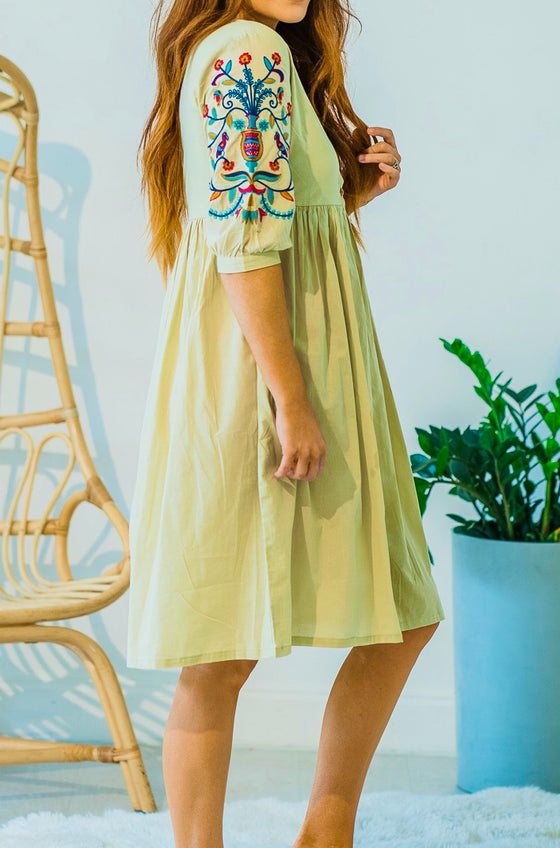 Ethically made Artisan crafted Saya Cotton Embroidered dress