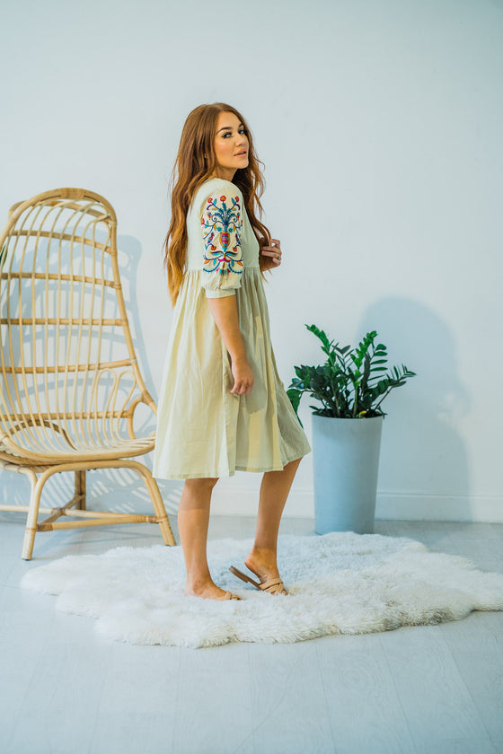 Ethically made Artisan crafted Saya Cotton Embroidered dress
