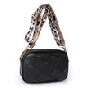 vegan leather woven bag with leopard straps 132