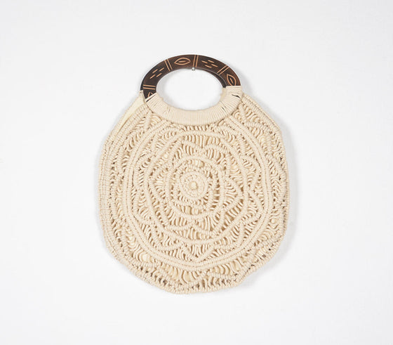 PRE ORDER Handmade Macrame round handbag with handles 151